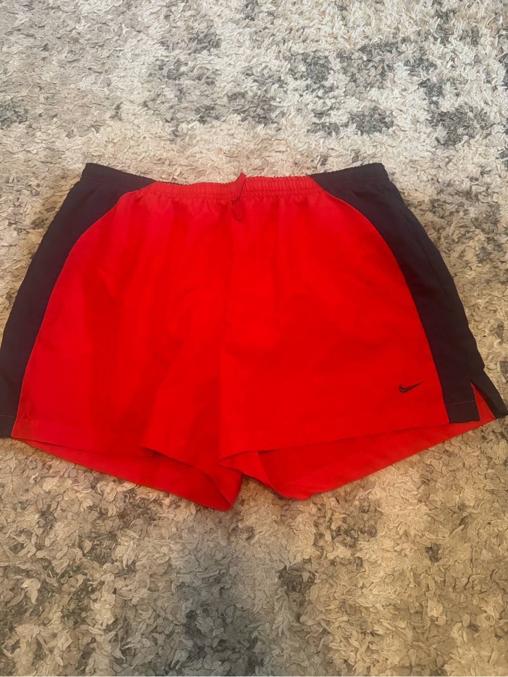 Nike Women’s Red Athletic Shorts with Black Panels